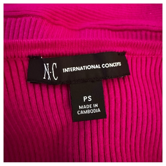 INC International Concepts Solid Ribbed Sweater Pink Tutu Size Petite Small - Picture 6 of 6